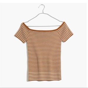 Madewell Striped Off the Shoulder Sweater